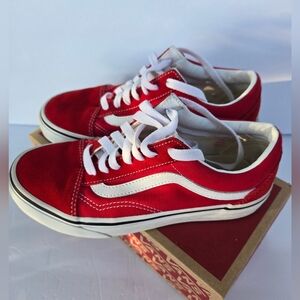 Vans Old Skool Low Red White Lace Up Skate Sneakers Unisex Men's 4 Women's 5.5